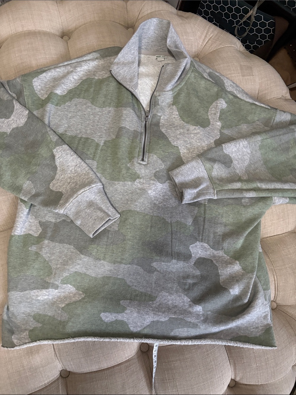 aerie Camo Half-Zip Sweater - Green & Gray